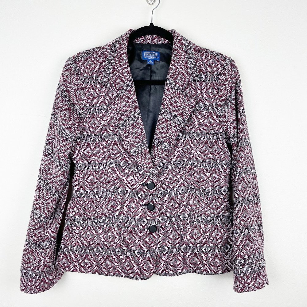 Pendleton Virgin Wool 3-Button Geometric Blazer - image 1